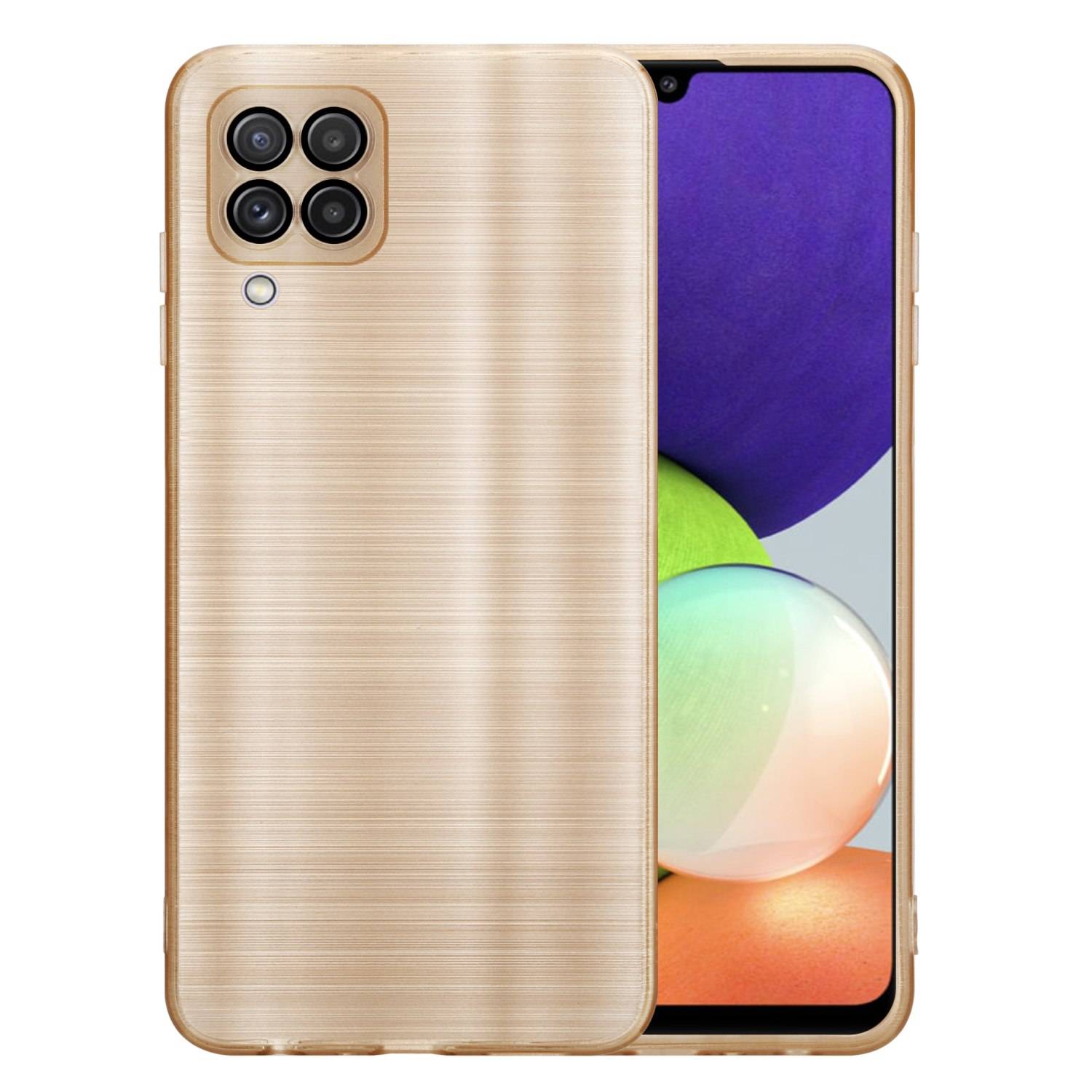 Cadorabo Hülle für Samsung Galaxy A22 4G Schutz Hülle in Gold Handyhülle TPU Silikon Etui Case