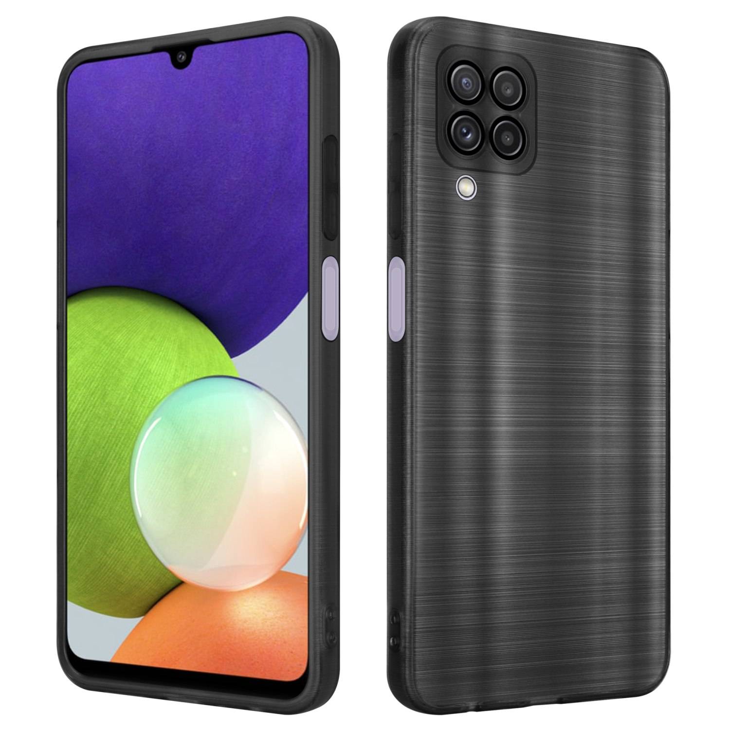 Cadorabo Hülle für Samsung Galaxy A22 4G Schutz Hülle in Schwarz Handyhülle TPU Silikon Etui Case