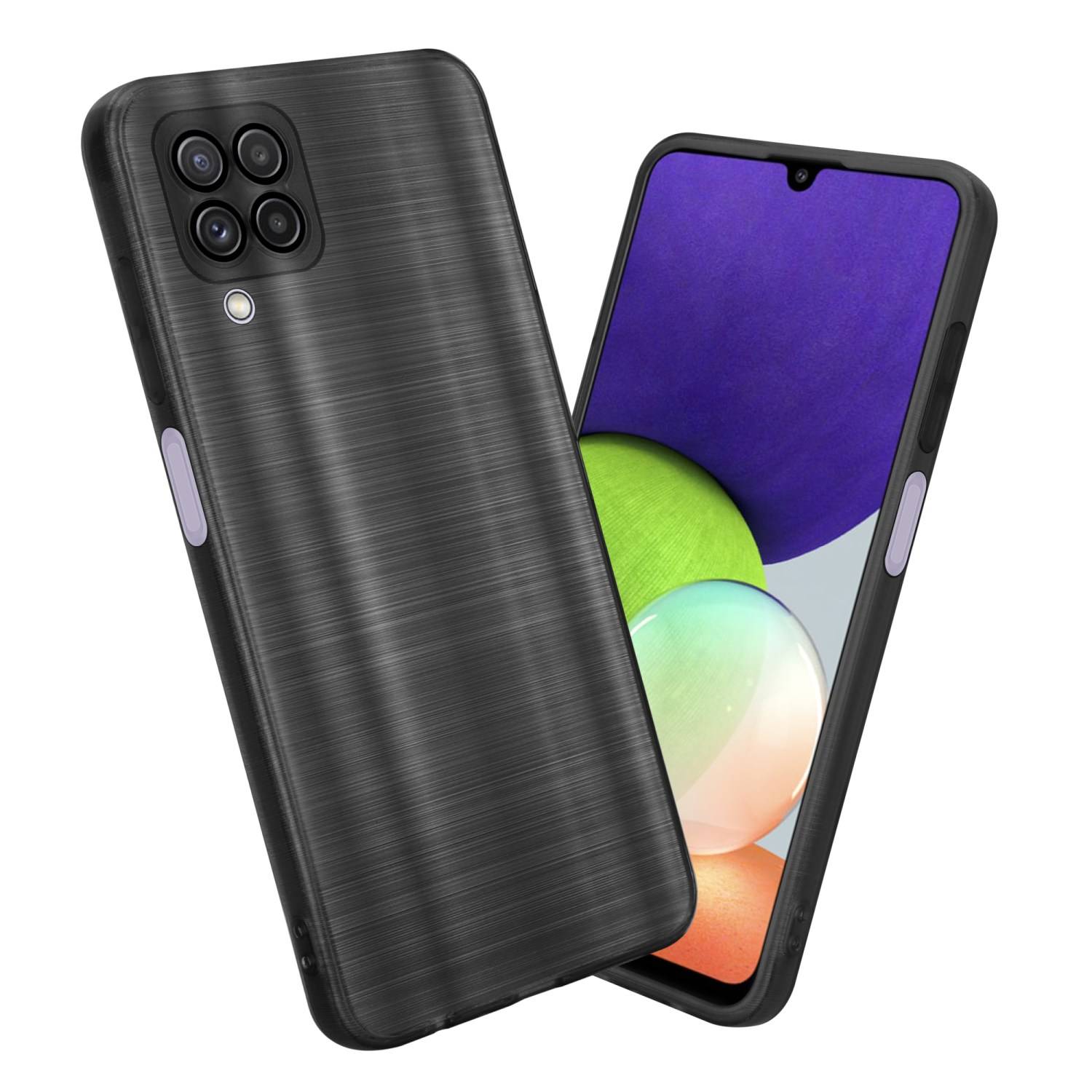 Cadorabo Hülle für Samsung Galaxy A22 4G Schutz Hülle in Schwarz Handyhülle TPU Silikon Etui Case