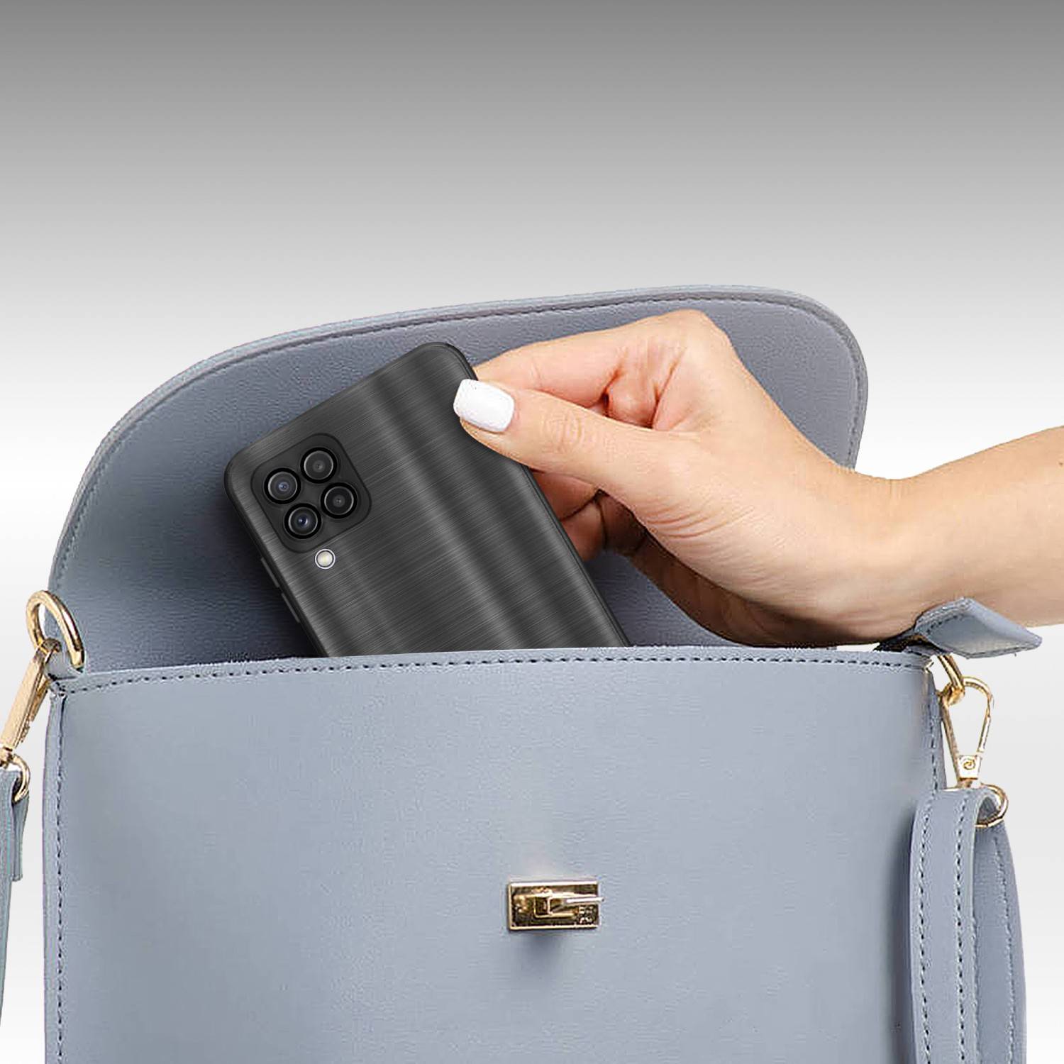 Cadorabo Hülle für Samsung Galaxy A22 4G Schutz Hülle in Schwarz Handyhülle TPU Silikon Etui Case