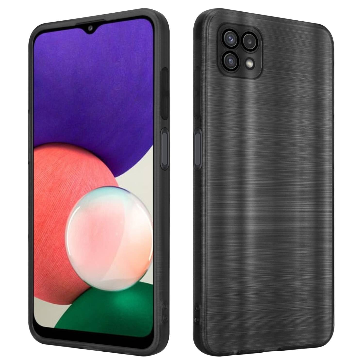 Cadorabo Hülle für Samsung Galaxy A22 5G Schutz Hülle in Schwarz Handyhülle TPU Silikon Etui Case