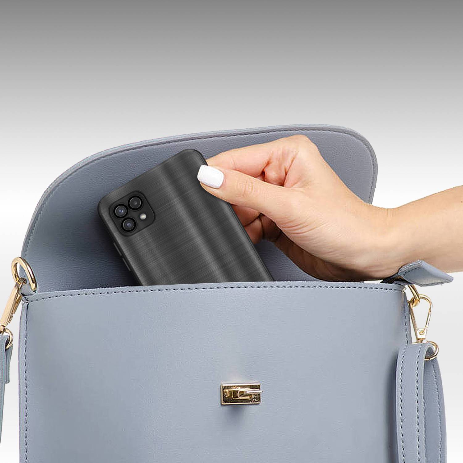 Cadorabo Hülle für Samsung Galaxy A22 5G Schutz Hülle in Schwarz Handyhülle TPU Silikon Etui Case