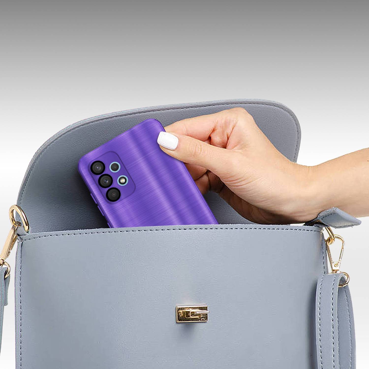 Cadorabo Hülle für Samsung Galaxy A32 5G Schutz Hülle in Lila Handyhülle TPU Silikon Etui Case