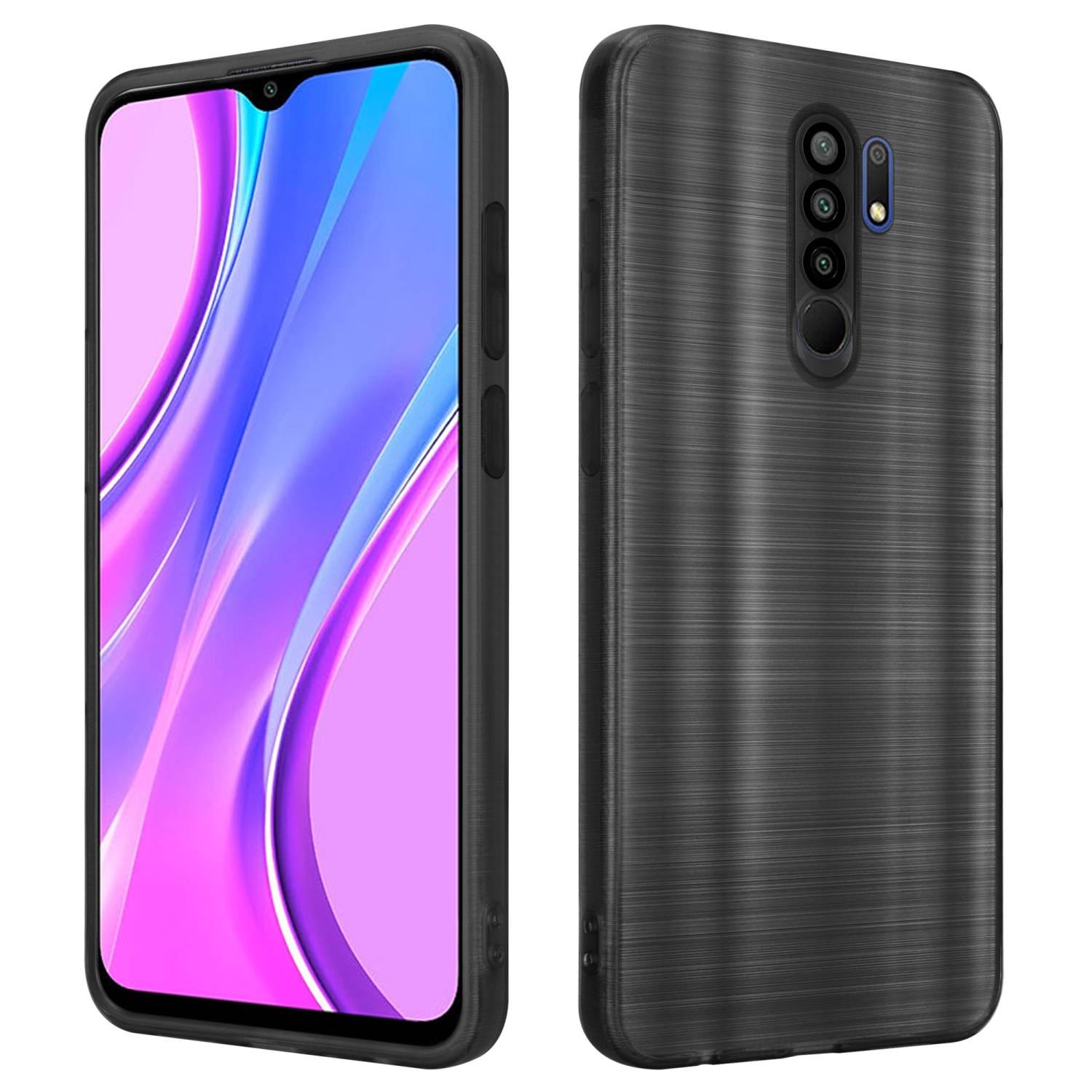 Cadorabo Hülle für Xiaomi RedMi 9 Schutz Hülle in Schwarz Handyhülle TPU Silikon Etui Case