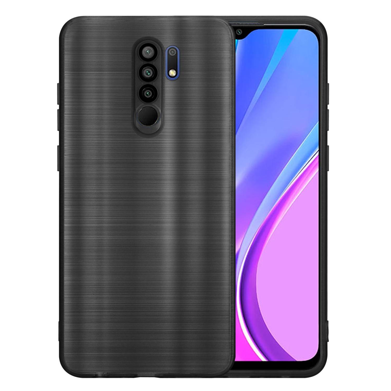 Cadorabo Hülle für Xiaomi RedMi 9 Schutz Hülle in Schwarz Handyhülle TPU Silikon Etui Case