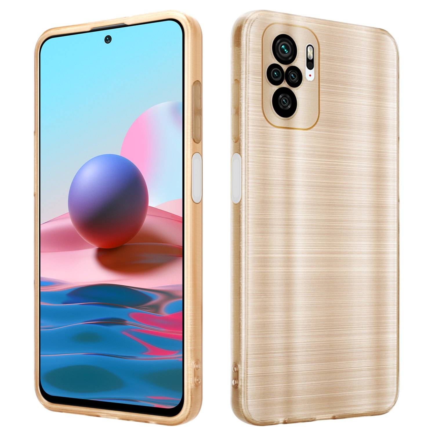 Cadorabo Hülle für Xiaomi RedMi NOTE 10 4G / RedMi NOTE 10S Schutz Hülle in Gold Handyhülle TPU Silikon Etui Case