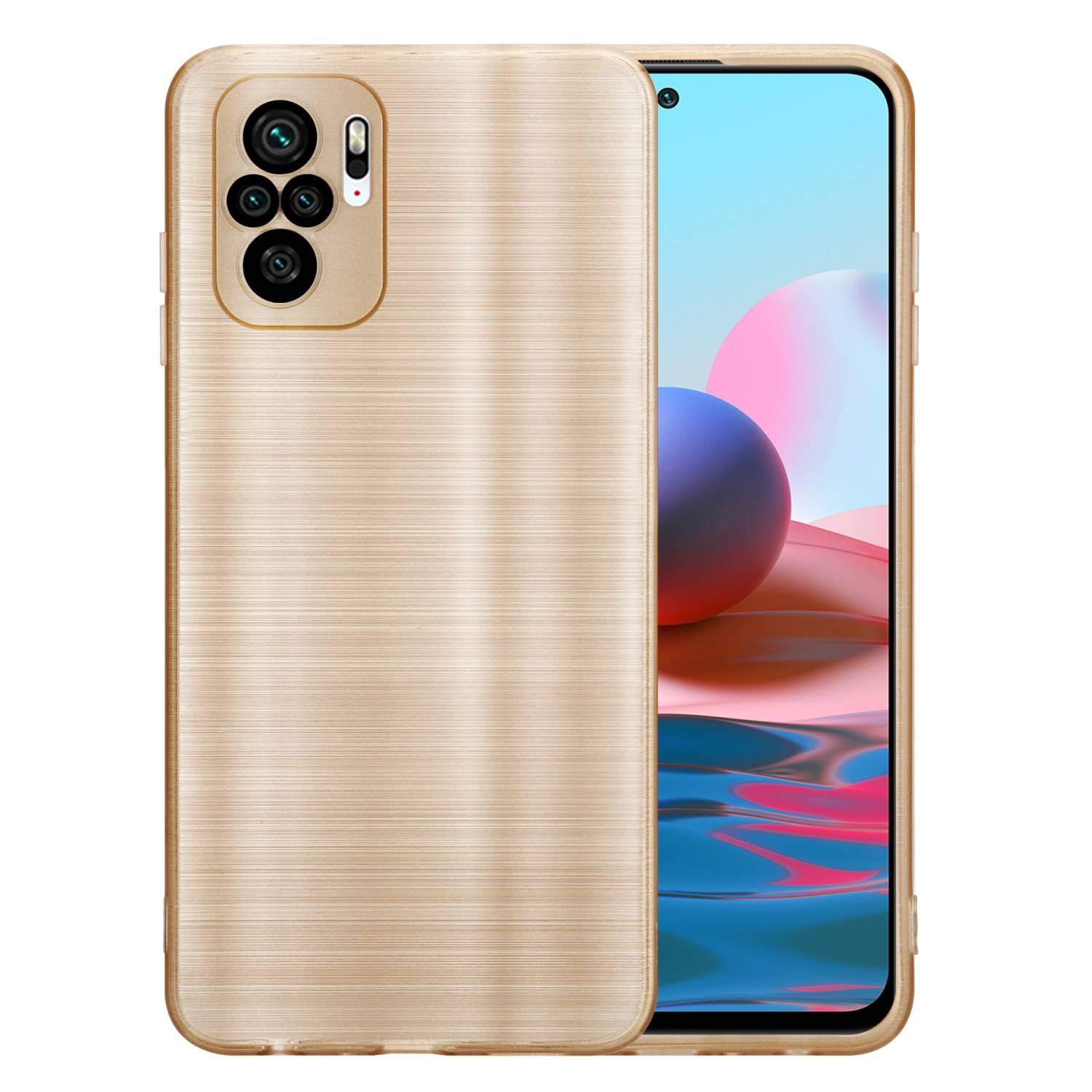 Cadorabo Hülle für Xiaomi RedMi NOTE 10 4G / RedMi NOTE 10S Schutz Hülle in Gold Handyhülle TPU Silikon Etui Case