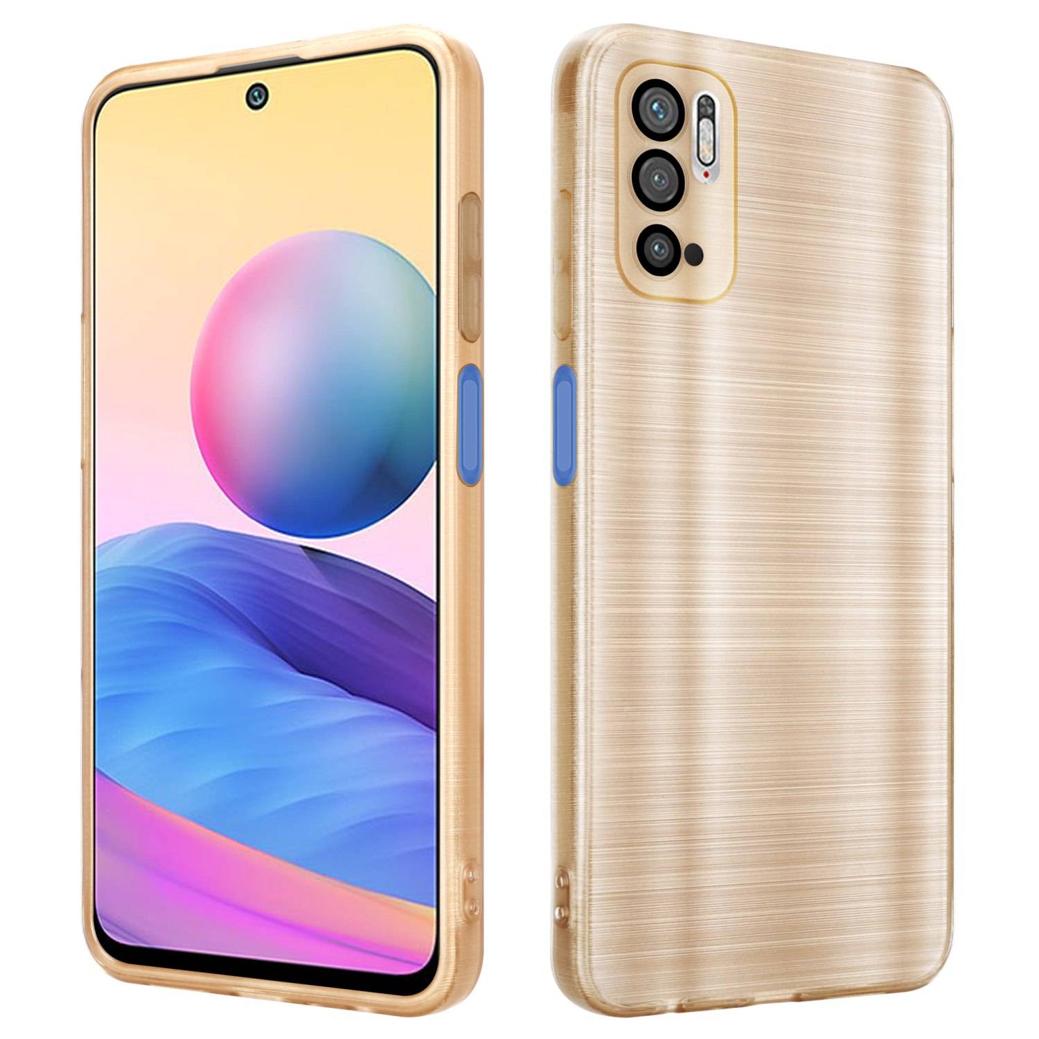 Cadorabo Hülle für Xiaomi RedMi NOTE 10 5G / POCO M3 PRO 5G Schutz Hülle in Gold Handyhülle TPU Silikon Etui Case