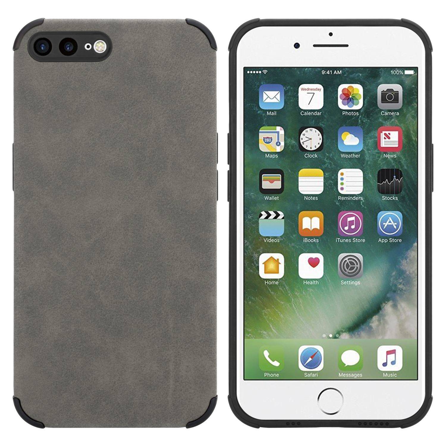 Cadorabo Hülle für Apple iPhone 7 PLUS / 7S PLUS / 8 PLUS Schutz Hülle in Grau TPU Silikon Etui edle Kunst-Wildleder