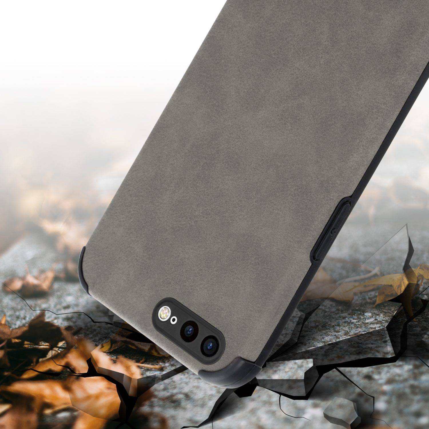 Cadorabo Hülle für Apple iPhone 7 PLUS / 7S PLUS / 8 PLUS Schutz Hülle in Grau TPU Silikon Etui edle Kunst-Wildleder