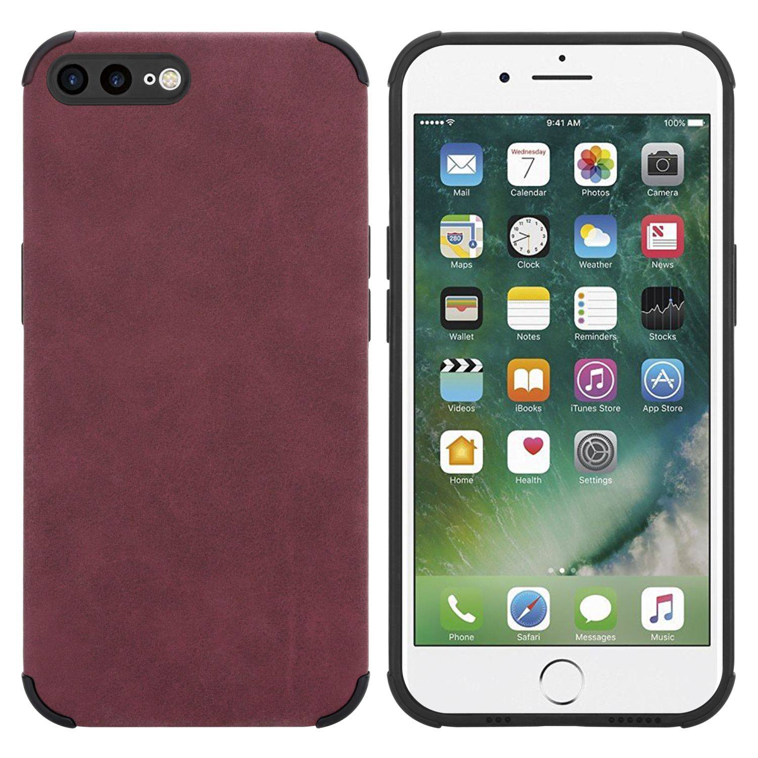 Cadorabo Hülle für Apple iPhone 7 PLUS / 7S PLUS / 8 PLUS Schutz Hülle in Lila TPU Silikon Etui edle Kunst-Wildleder