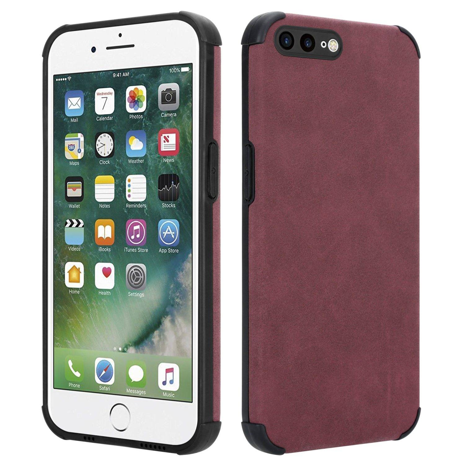 Cadorabo Hülle für Apple iPhone 7 PLUS / 7S PLUS / 8 PLUS Schutz Hülle in Lila TPU Silikon Etui edle Kunst-Wildleder