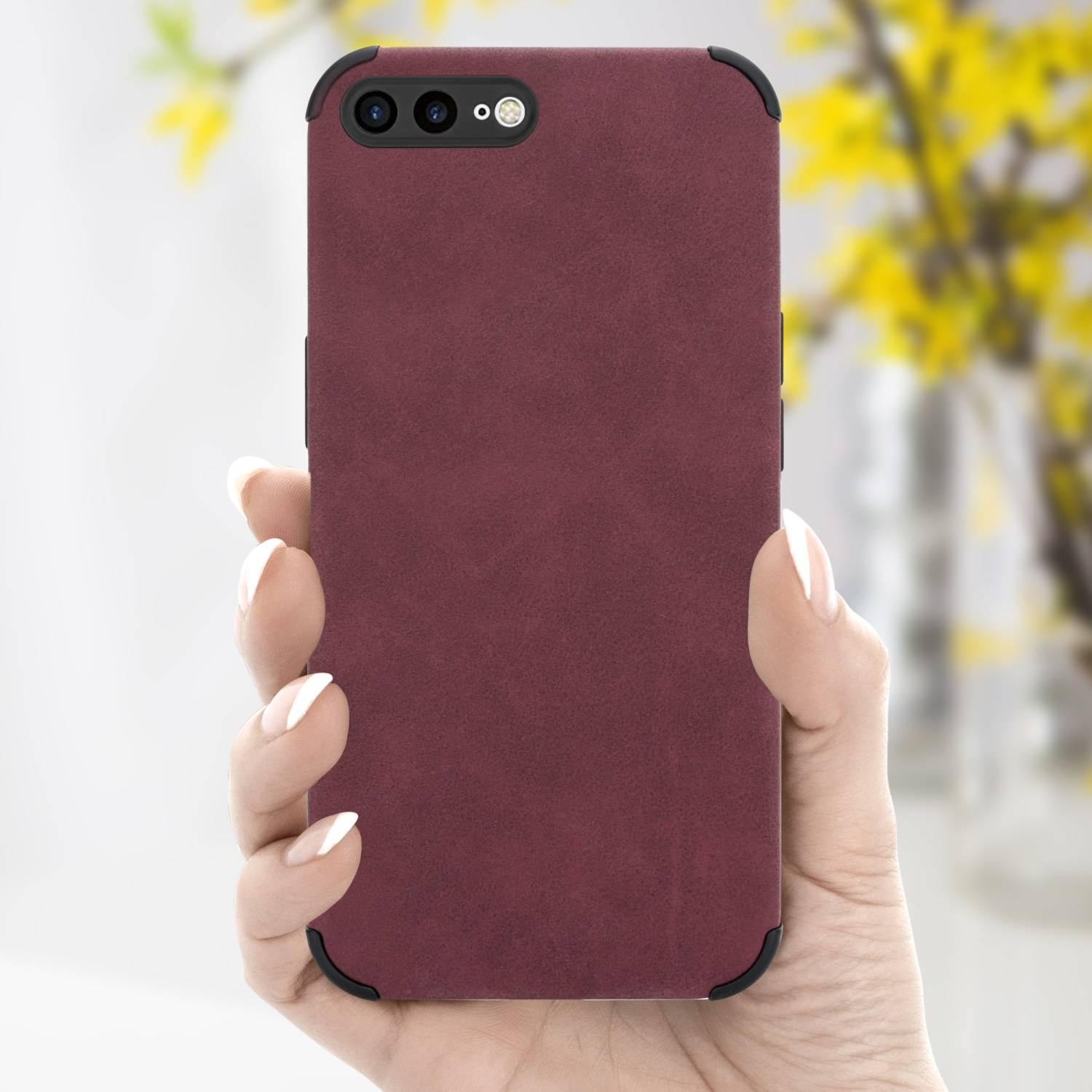 Cadorabo Hülle für Apple iPhone 7 PLUS / 7S PLUS / 8 PLUS Schutz Hülle in Lila TPU Silikon Etui edle Kunst-Wildleder