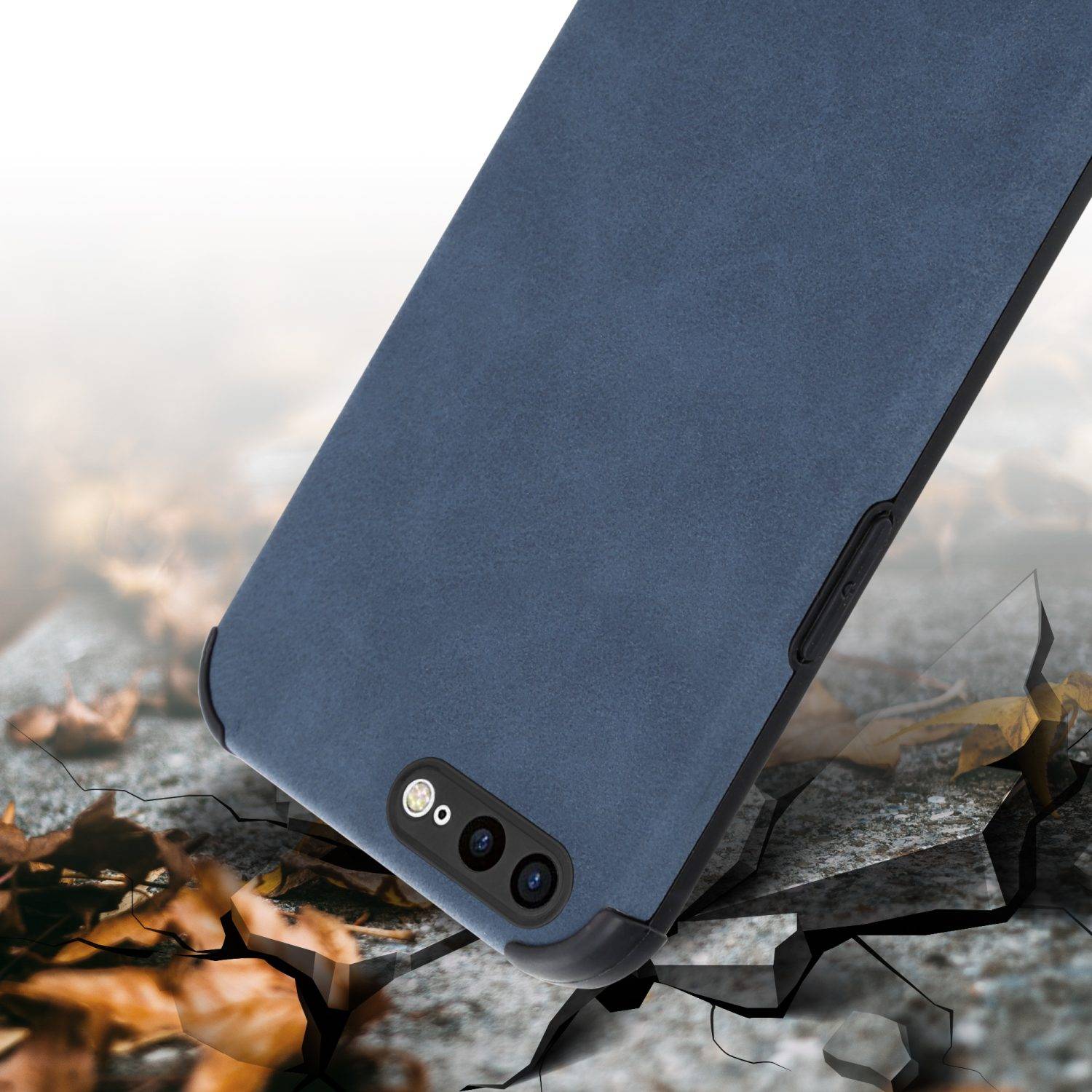 Cadorabo Hülle für Apple iPhone 7 PLUS / 7S PLUS / 8 PLUS Schutz Hülle in Blau TPU Silikon Etui edle Kunst-Wildleder