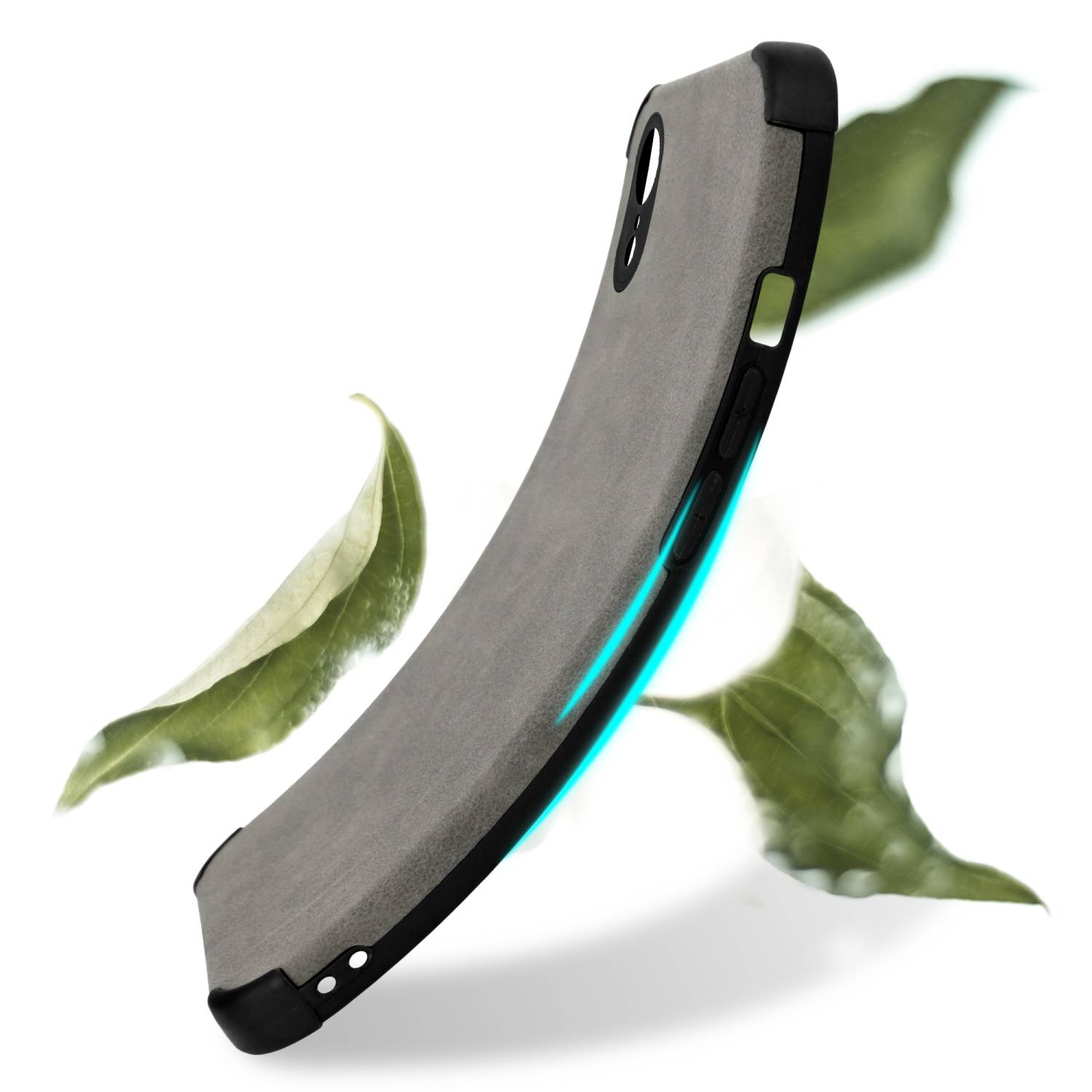 Cadorabo Hülle für Apple iPhone XR Schutz Hülle in Grau TPU Silikon Etui edle Kunst-Wildleder Rückseite