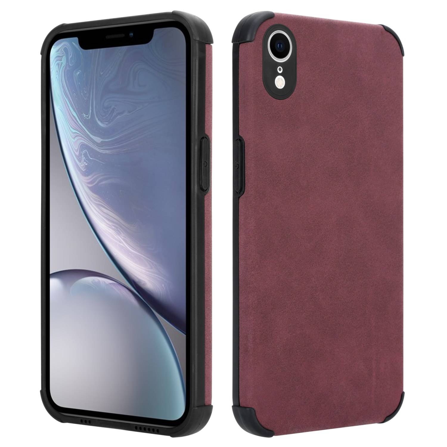 Cadorabo Hülle für Apple iPhone XR Schutz Hülle in Lila TPU Silikon Etui edle Kunst-Wildleder Rückseite