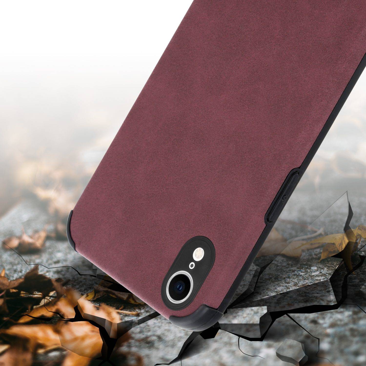 Cadorabo Hülle für Apple iPhone XR Schutz Hülle in Lila TPU Silikon Etui edle Kunst-Wildleder Rückseite