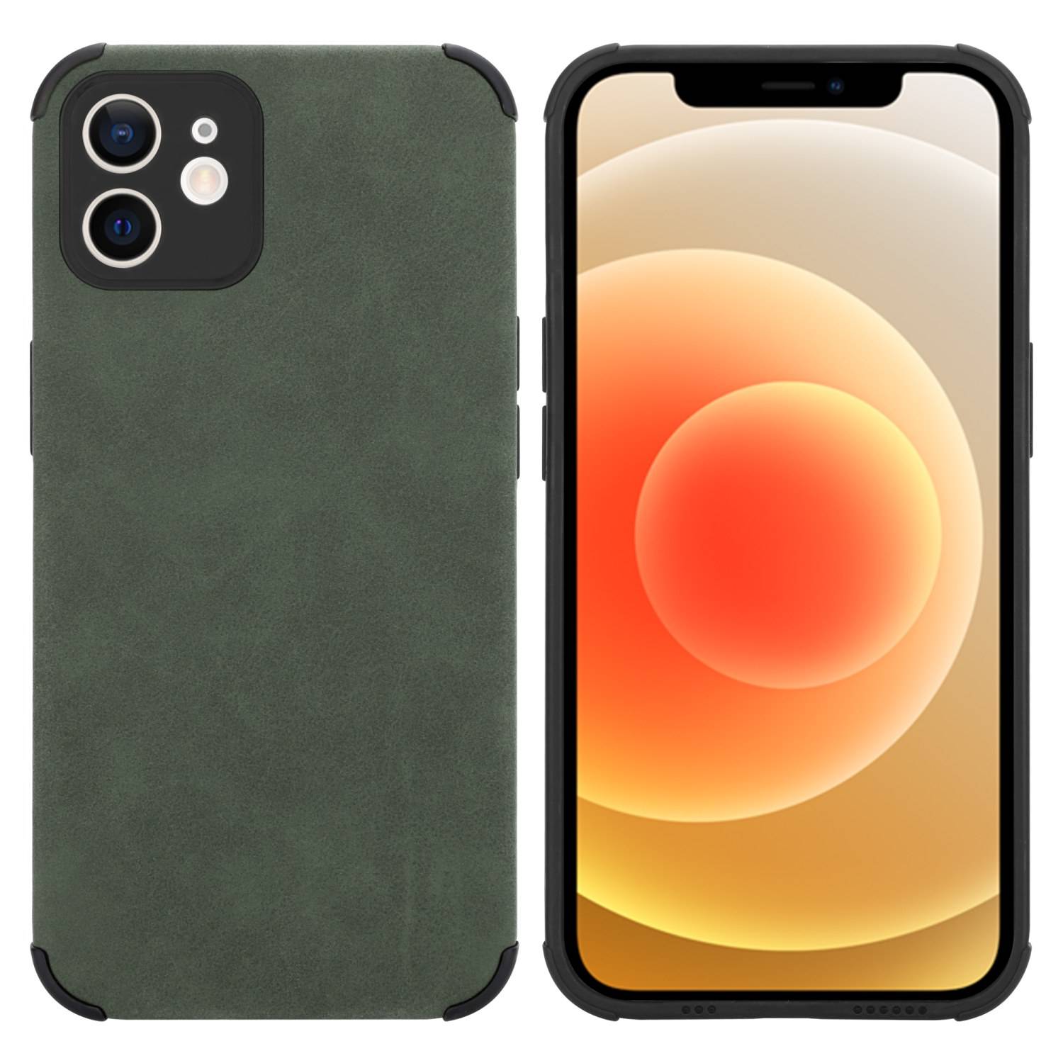 Cadorabo Hülle für Apple iPhone 11 Schutz Hülle in Grün TPU Silikon Etui edle Kunst-Wildleder Rückseite