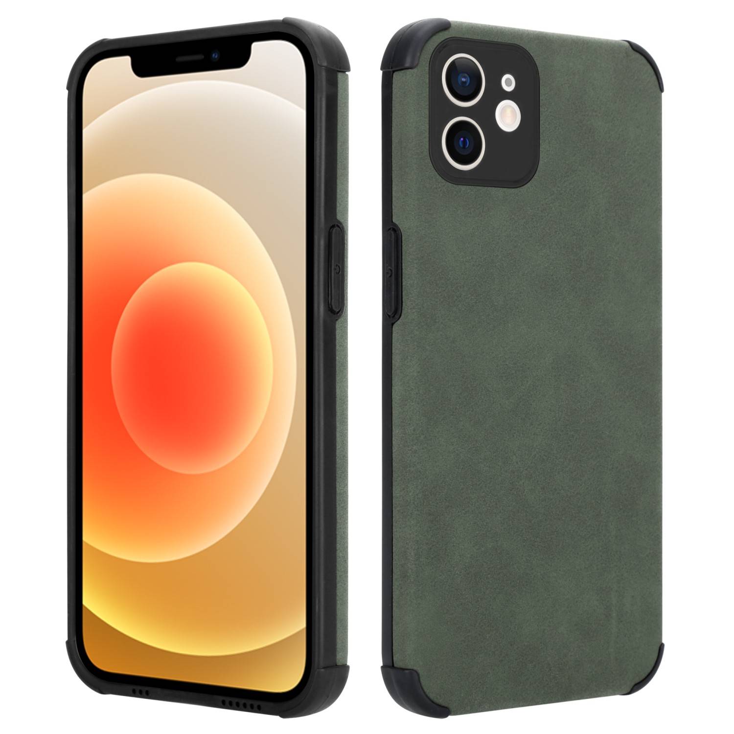 Cadorabo Hülle für Apple iPhone 11 Schutz Hülle in Grün TPU Silikon Etui edle Kunst-Wildleder Rückseite