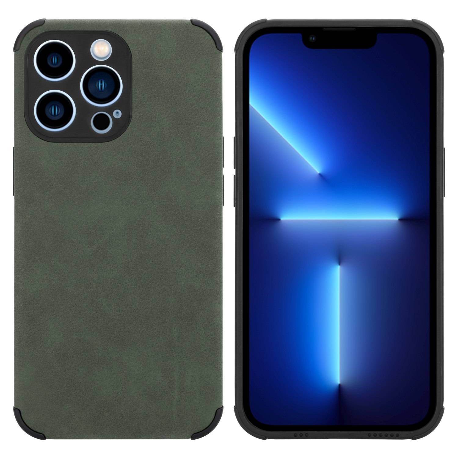Cadorabo Hülle für Apple iPhone 11 PRO Schutz Hülle in Grün TPU Silikon Etui edle Kunst-Wildleder Rückseite