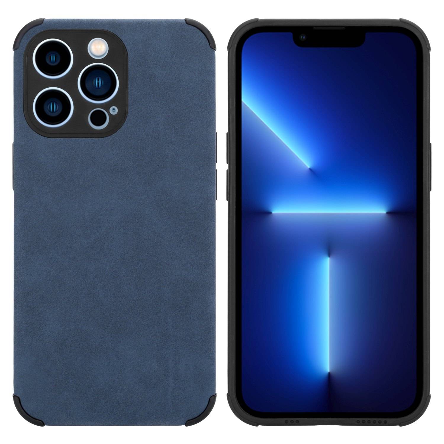 Cadorabo Hülle für Apple iPhone 11 PRO Schutz Hülle in Blau TPU Silikon Etui edle Kunst-Wildleder Rückseite