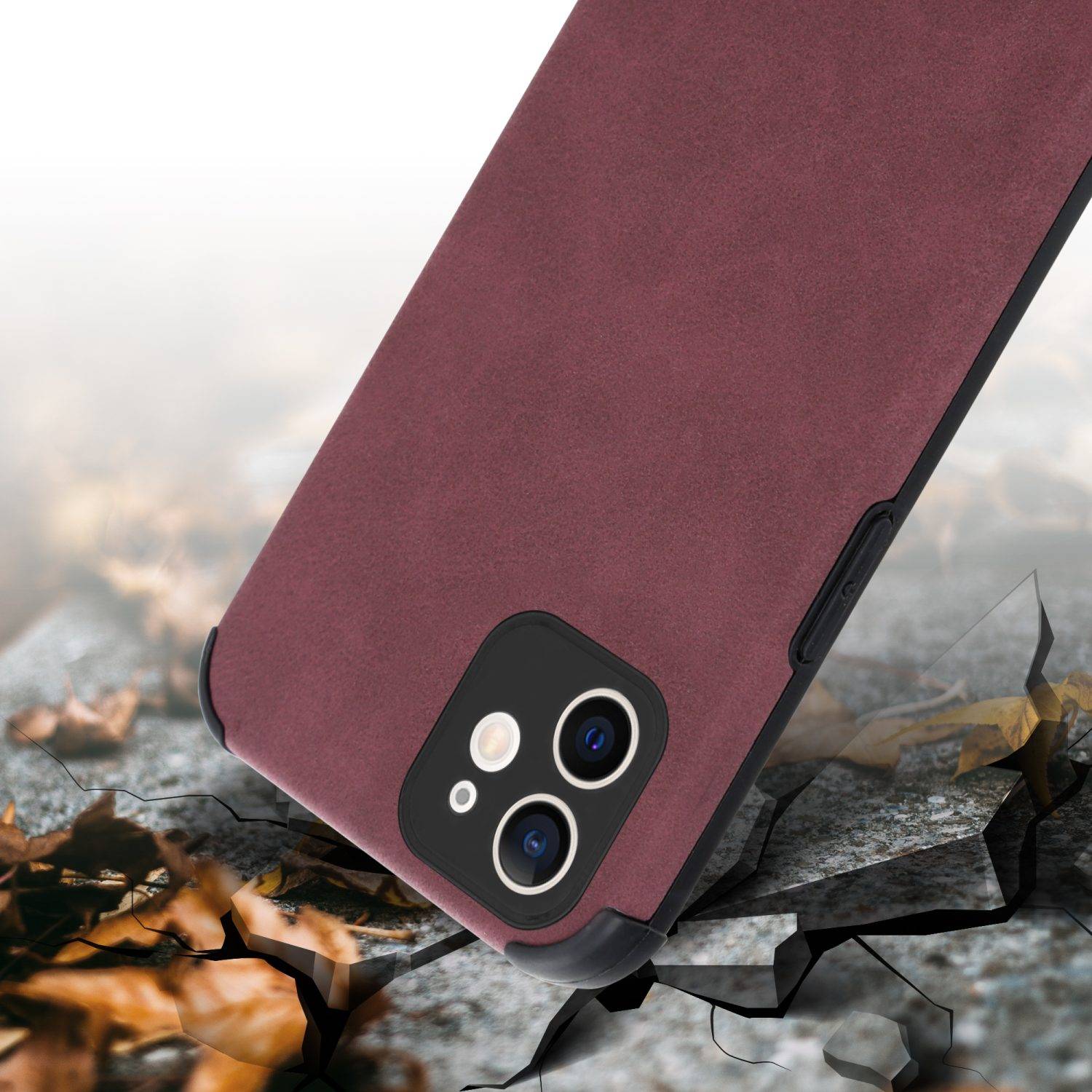 Cadorabo Hülle für Apple iPhone 12 Schutz Hülle in Lila TPU Silikon Etui edle Kunst-Wildleder Rückseite
