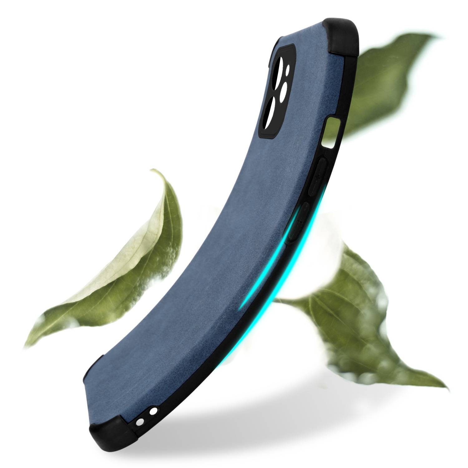 Cadorabo Hülle für Apple iPhone 12 Schutz Hülle in Blau TPU Silikon Etui edle Kunst-Wildleder Rückseite