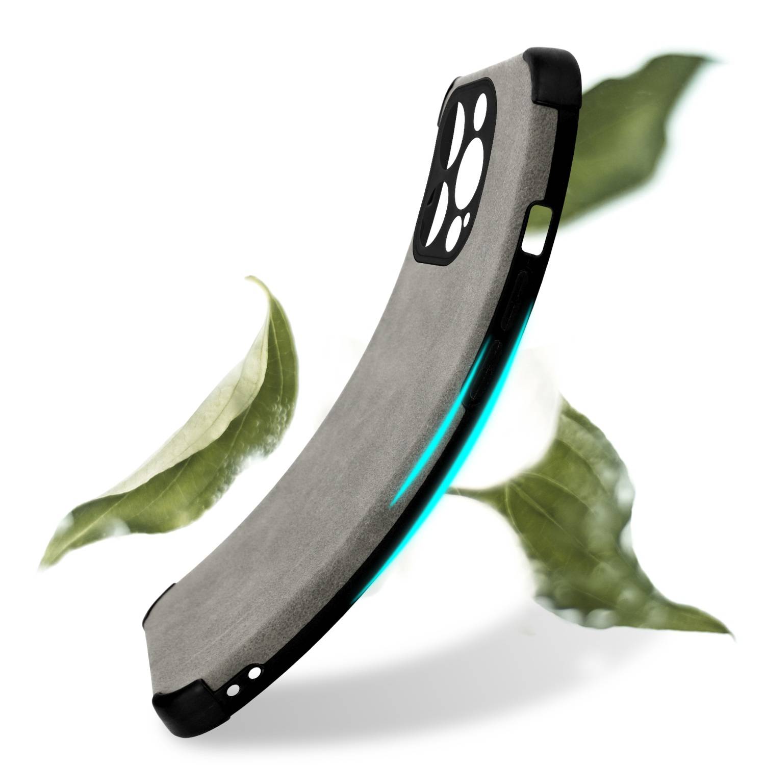Cadorabo Hülle für Apple iPhone 12 PRO MAX Schutz Hülle in Grau TPU Silikon Etui edle Kunst-Wildleder Rückseite