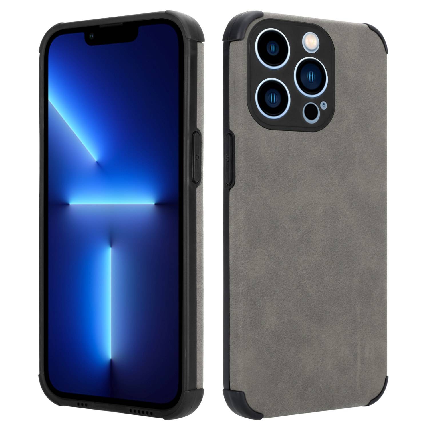 Cadorabo Hülle für Apple iPhone 12 PRO MAX Schutz Hülle in Grau TPU Silikon Etui edle Kunst-Wildleder Rückseite