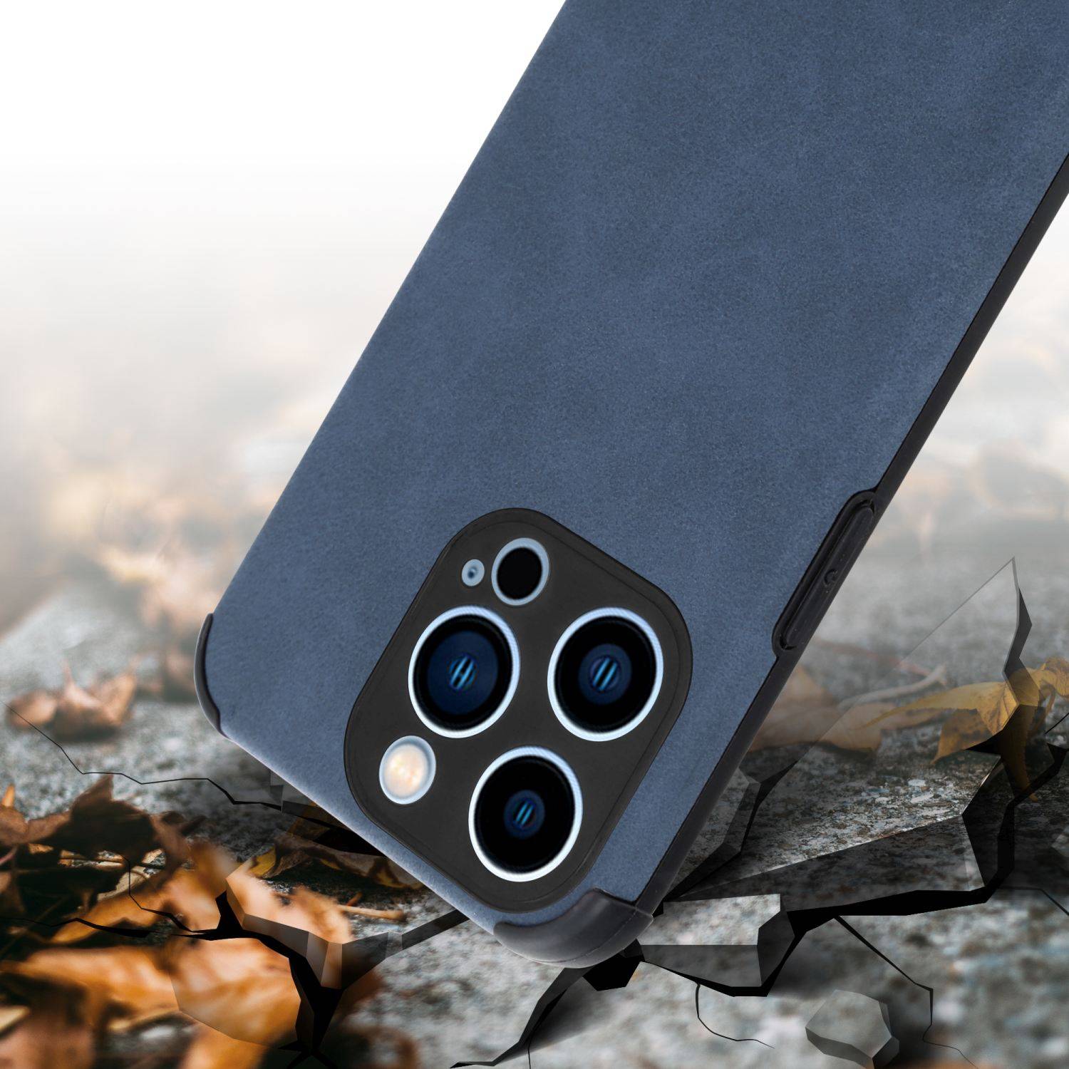 Cadorabo Hülle für Apple iPhone 12 PRO MAX Schutz Hülle in Blau TPU Silikon Etui edle Kunst-Wildleder Rückseite