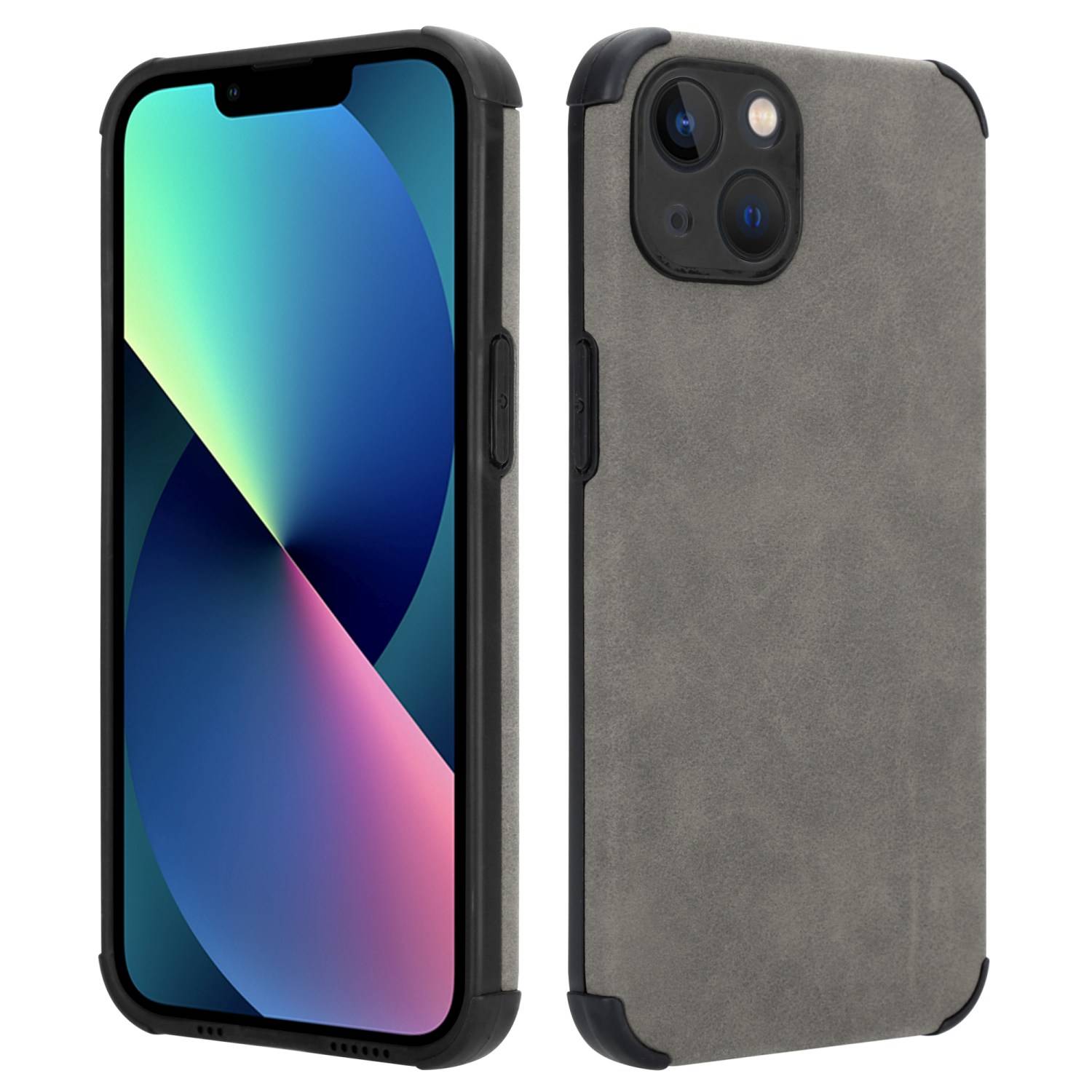 Cadorabo Hülle für Apple iPhone 13 Schutz Hülle in Grau TPU Silikon Etui edle Kunst-Wildleder Rückseite