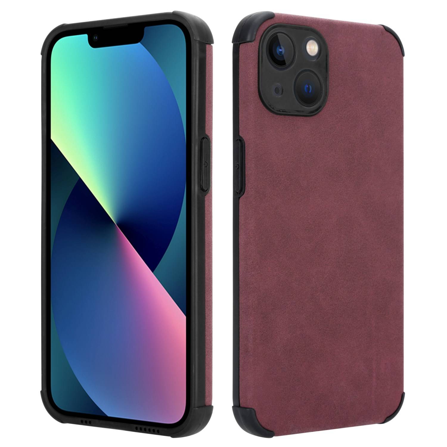 Cadorabo Hülle für Apple iPhone 13 Schutz Hülle in Lila TPU Silikon Etui edle Kunst-Wildleder Rückseite