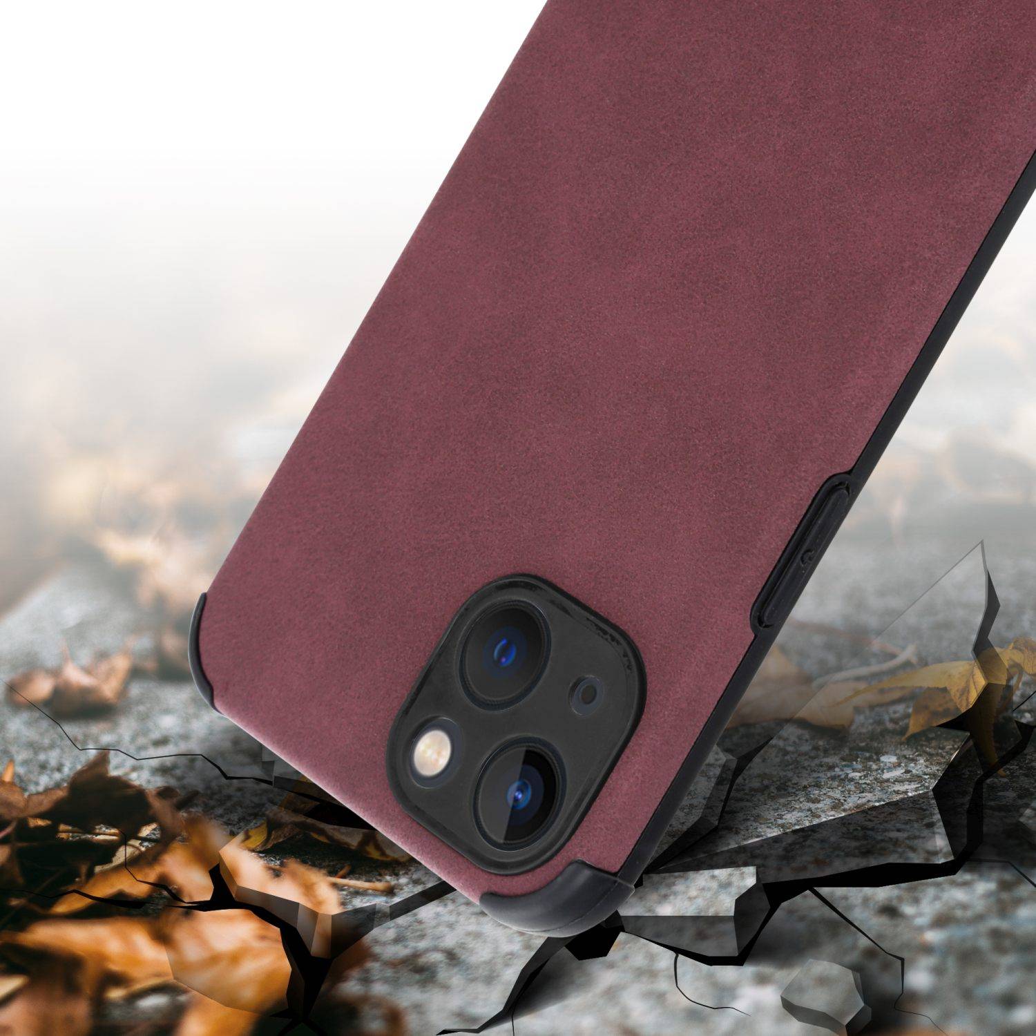 Cadorabo Hülle für Apple iPhone 13 Schutz Hülle in Lila TPU Silikon Etui edle Kunst-Wildleder Rückseite