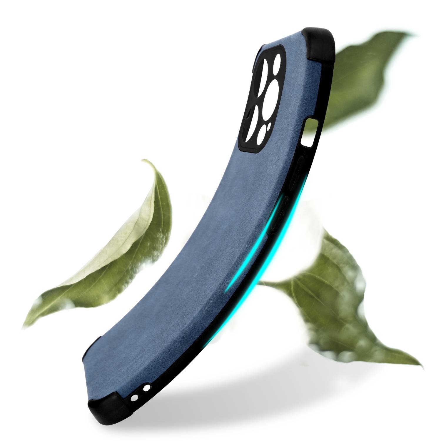 Cadorabo Hülle für Apple iPhone 13 PRO Schutz Hülle in Blau TPU Silikon Etui edle Kunst-Wildleder Rückseite