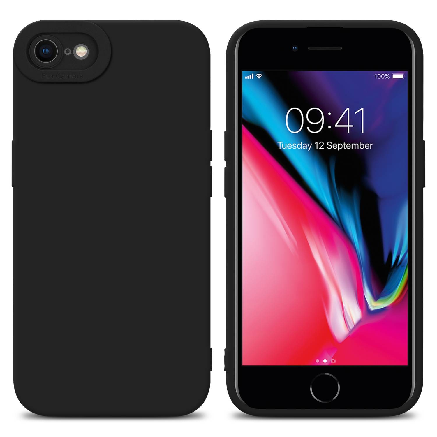 Cadorabo Hülle für Apple iPhone 7 / 7S / 8 / SE 2020 Schutz Hülle in Schwarz TPU Silikon Etui Case Handyhülle