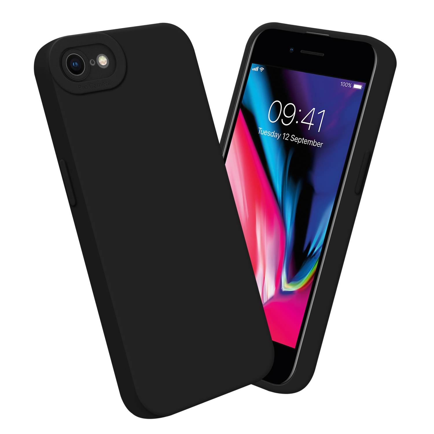 Cadorabo Hülle für Apple iPhone 7 / 7S / 8 / SE 2020 Schutz Hülle in Schwarz TPU Silikon Etui Case Handyhülle