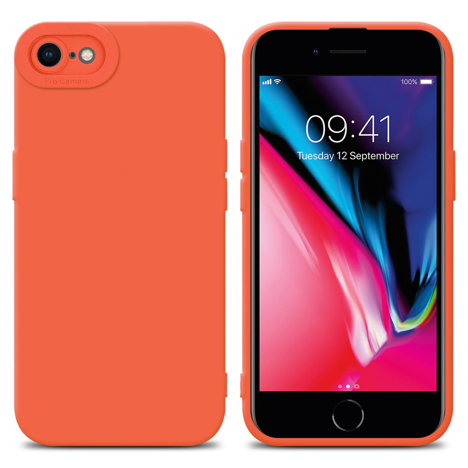 Cadorabo Hülle für Apple iPhone 7 / 7S / 8 / SE 2020 Schutz Hülle in Orange TPU Silikon Etui Case Handyhülle