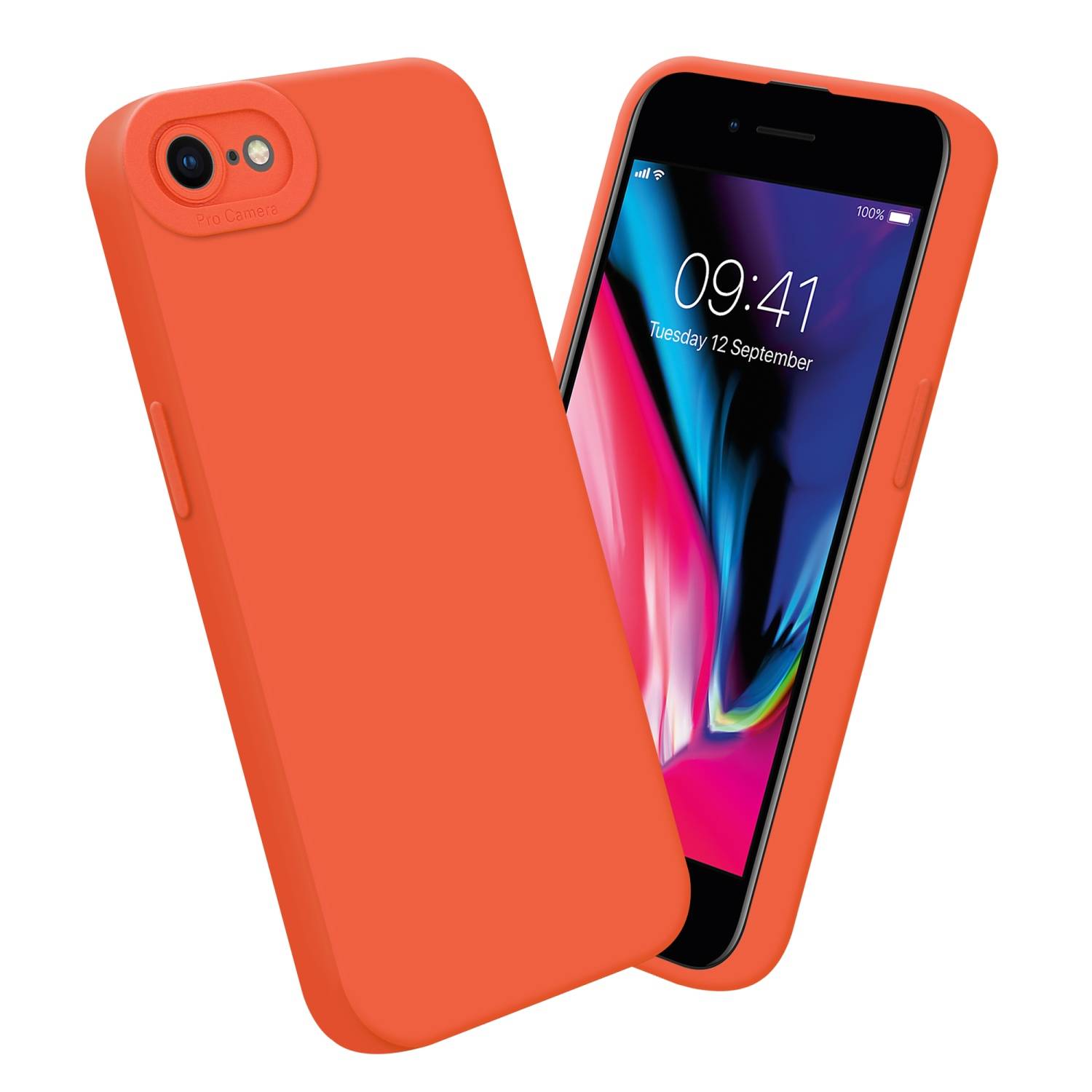 Cadorabo Hülle für Apple iPhone 7 / 7S / 8 / SE 2020 Schutz Hülle in Orange TPU Silikon Etui Case Handyhülle