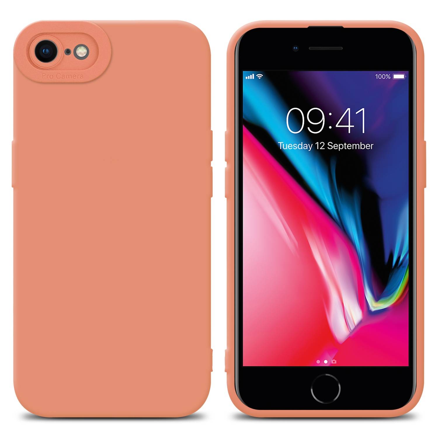Cadorabo Hülle für Apple iPhone 7 / 7S / 8 / SE 2020 Schutz Hülle in Orange TPU Silikon Etui Case Handyhülle