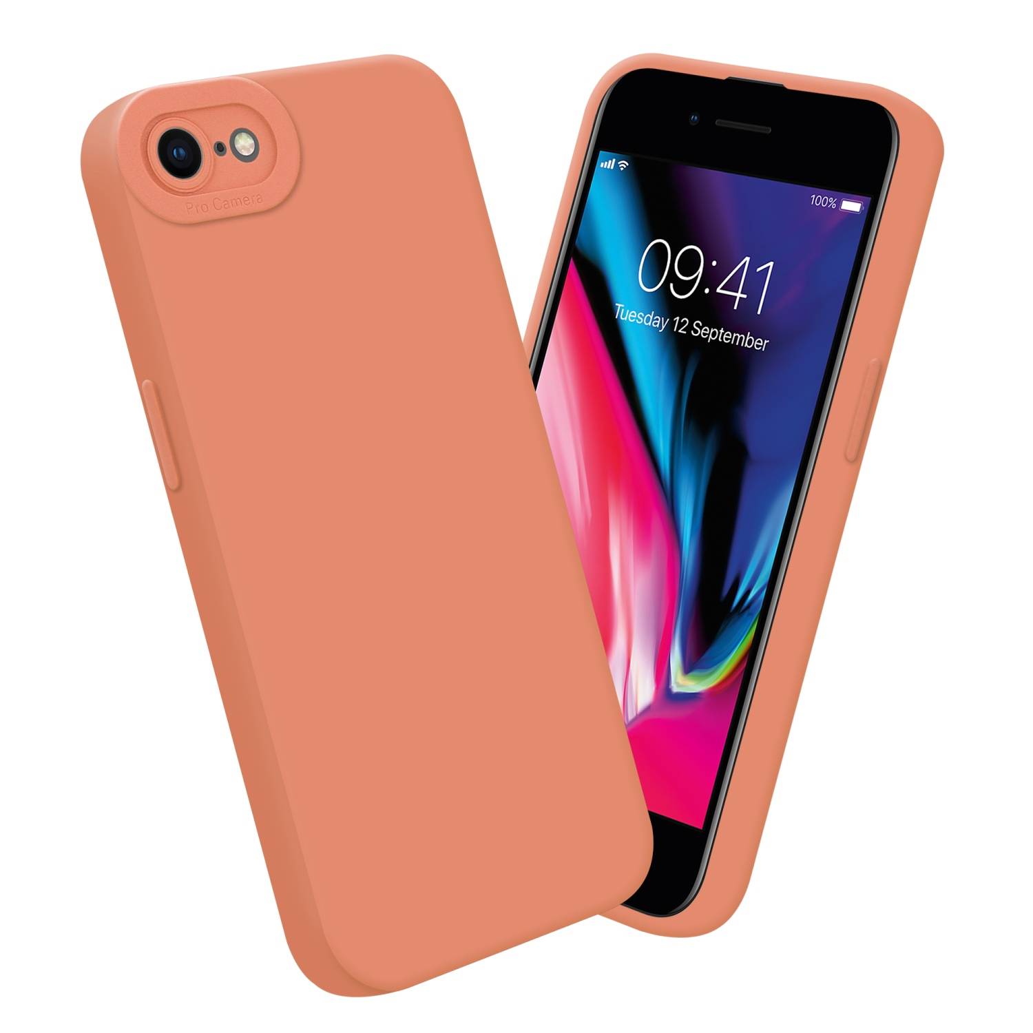 Cadorabo Hülle für Apple iPhone 7 / 7S / 8 / SE 2020 Schutz Hülle in Orange TPU Silikon Etui Case Handyhülle