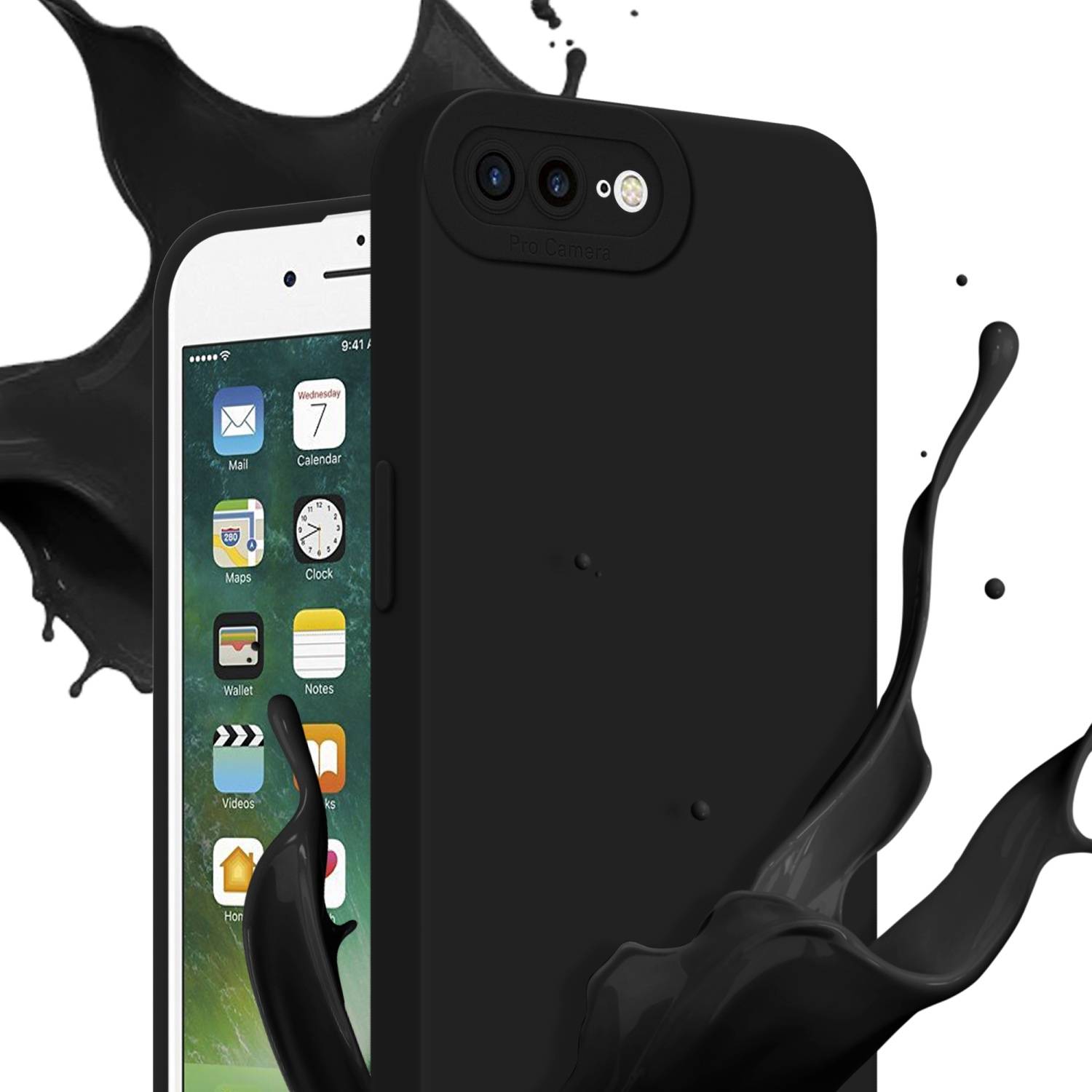 Cadorabo Hülle für Apple iPhone 7 PLUS / 7S PLUS / 8 PLUS Schutz Hülle in Schwarz TPU Silikon Etui Case Handyhülle