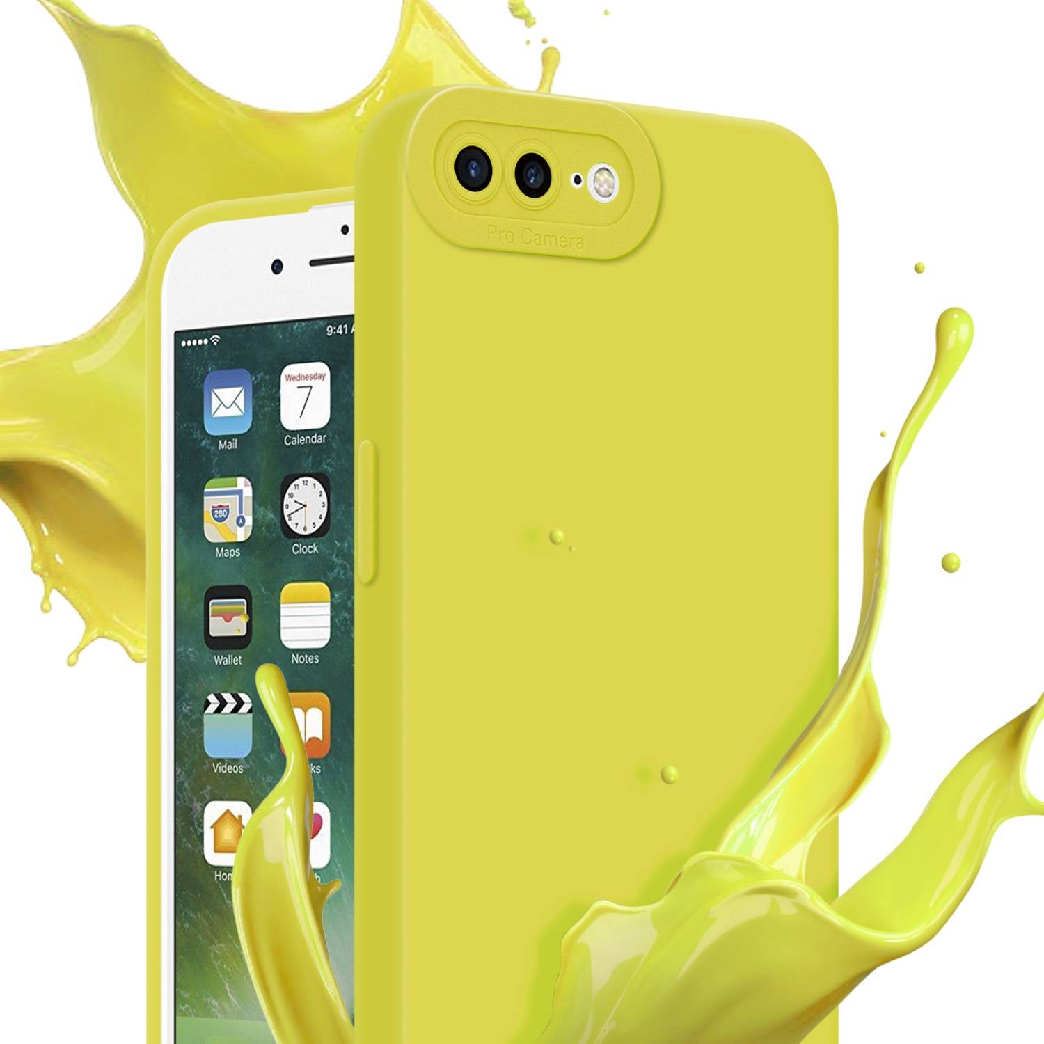 Cadorabo Hülle für Apple iPhone 7 PLUS / 7S PLUS / 8 PLUS Schutz Hülle in Gelb TPU Silikon Etui Case Handyhülle