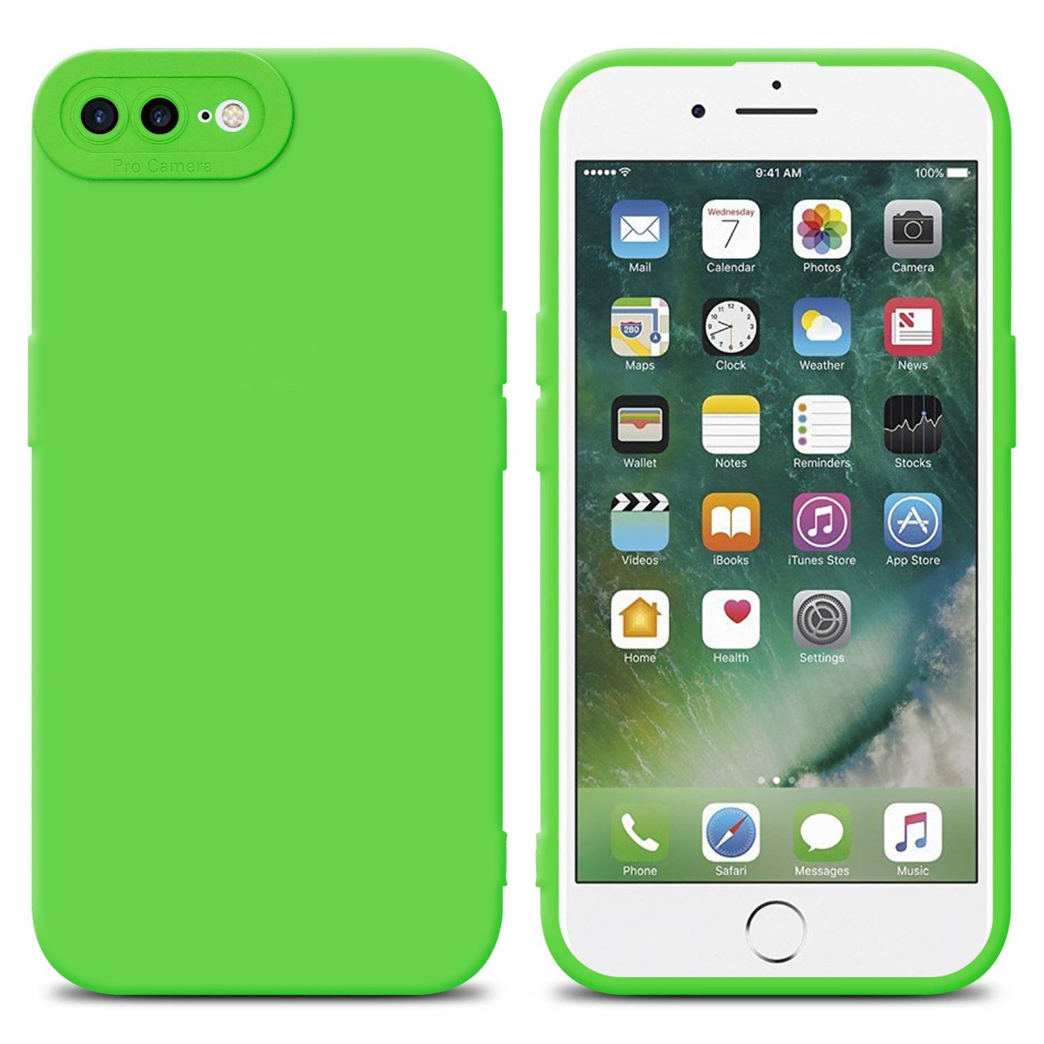 Cadorabo Hülle für Apple iPhone 7 PLUS / 7S PLUS / 8 PLUS Schutz Hülle in Grün TPU Silikon Etui Case Handyhülle
