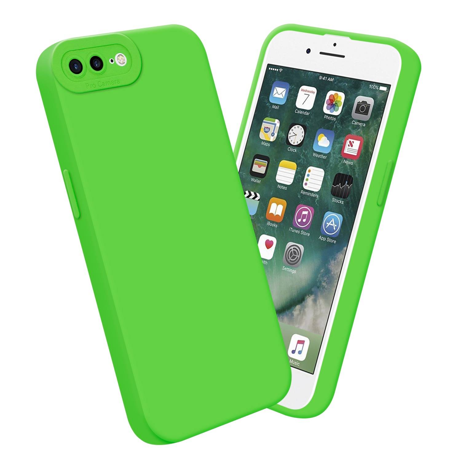 Cadorabo Hülle für Apple iPhone 7 PLUS / 7S PLUS / 8 PLUS Schutz Hülle in Grün TPU Silikon Etui Case Handyhülle