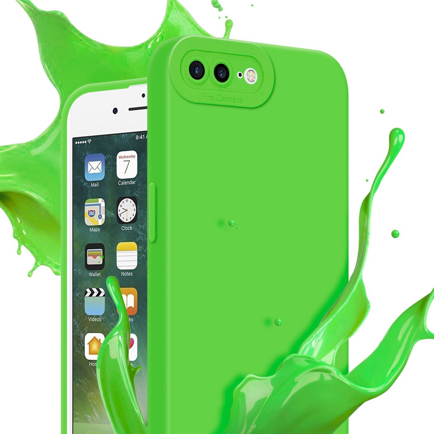 Cadorabo Hülle für Apple iPhone 7 PLUS / 7S PLUS / 8 PLUS Schutz Hülle in Grün TPU Silikon Etui Case Handyhülle
