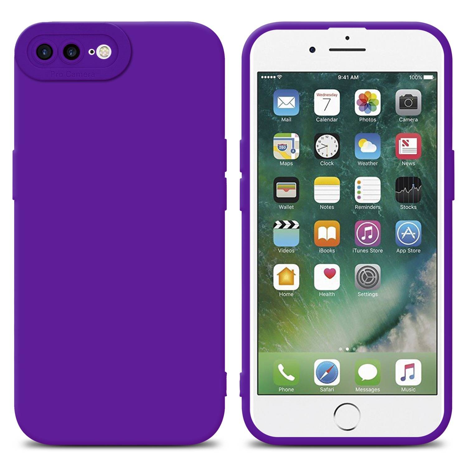 Cadorabo Hülle für Apple iPhone 7 PLUS / 7S PLUS / 8 PLUS Schutz Hülle in Lila TPU Silikon Etui Case Handyhülle