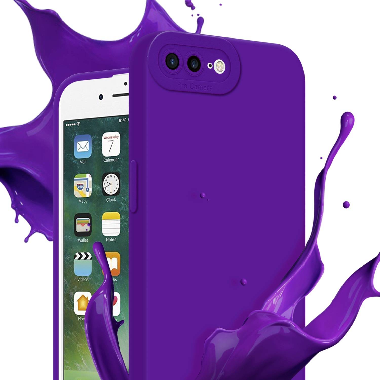 Cadorabo Hülle für Apple iPhone 7 PLUS / 7S PLUS / 8 PLUS Schutz Hülle in Lila TPU Silikon Etui Case Handyhülle