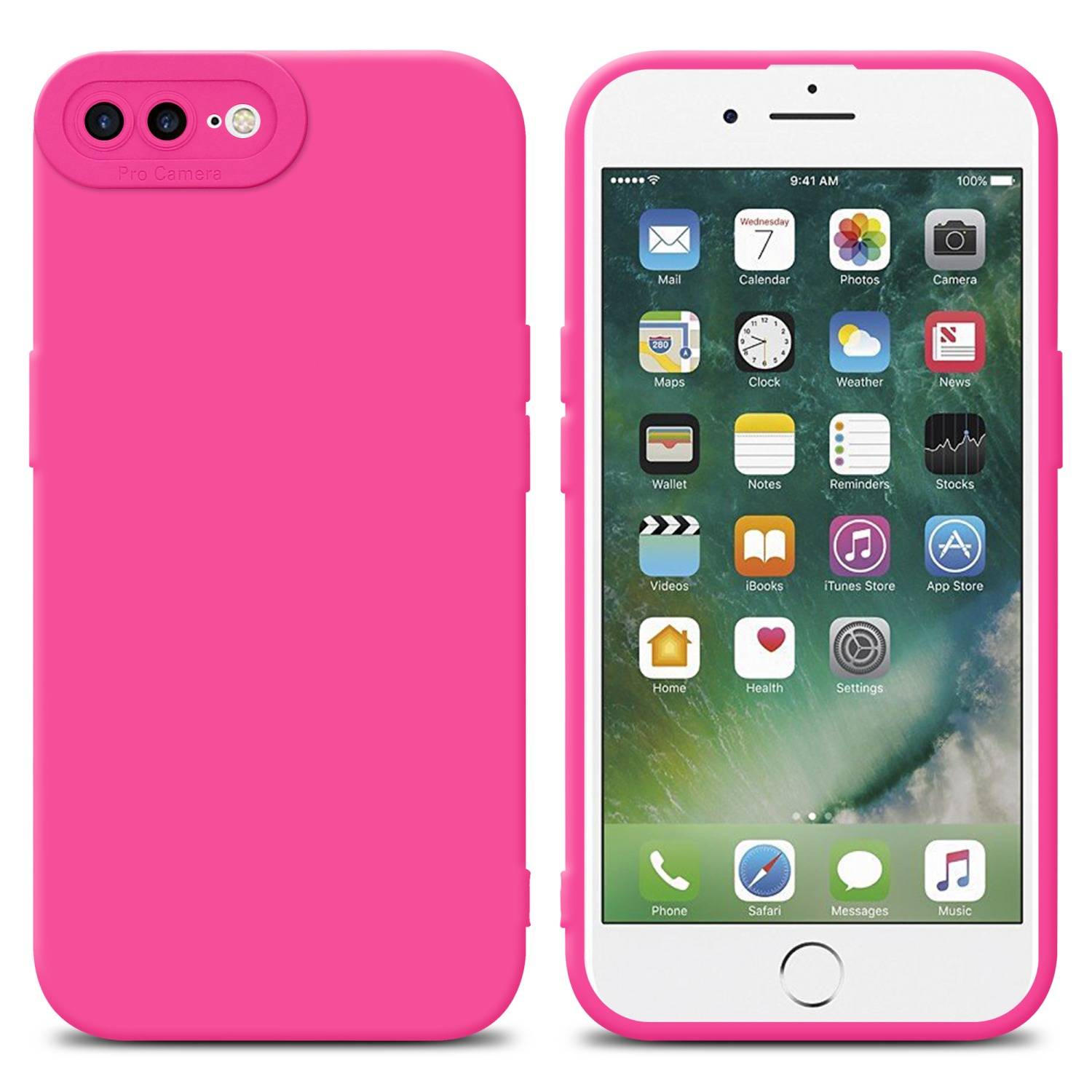 Cadorabo Hülle für Apple iPhone 7 PLUS / 7S PLUS / 8 PLUS Schutz Hülle in Pink TPU Silikon Etui Case Handyhülle