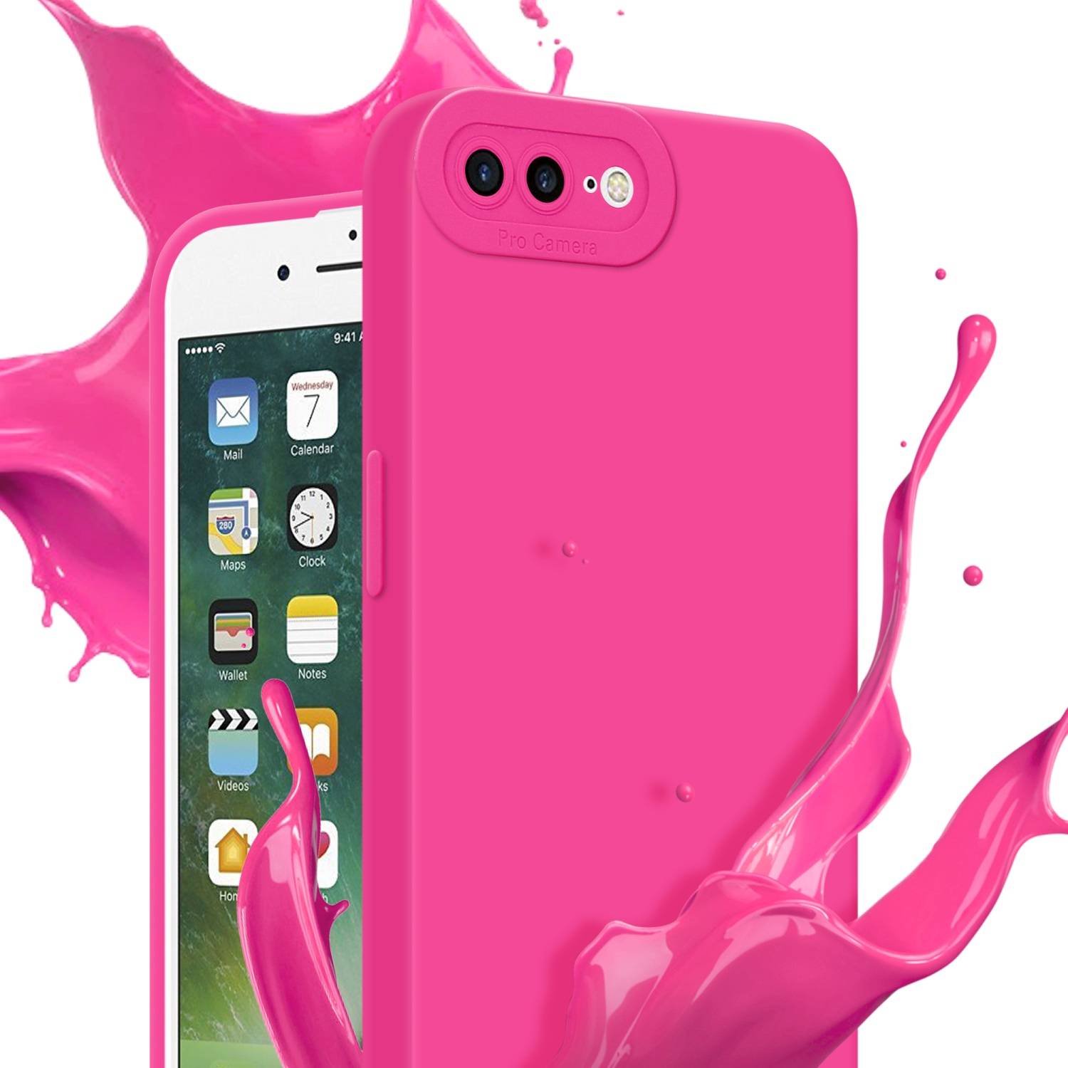 Cadorabo Hülle für Apple iPhone 7 PLUS / 7S PLUS / 8 PLUS Schutz Hülle in Pink TPU Silikon Etui Case Handyhülle