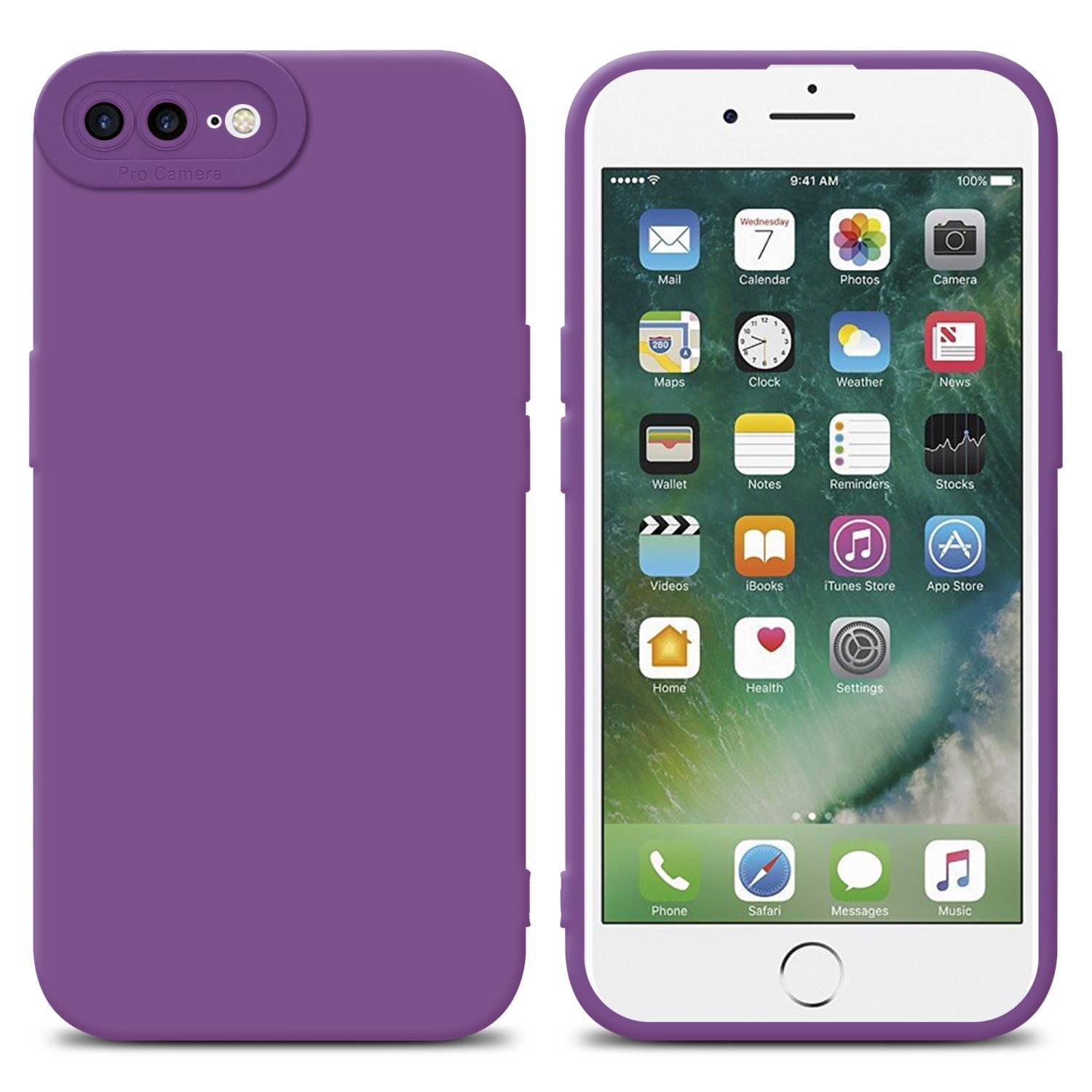 Cadorabo Hülle für Apple iPhone 7 PLUS / 7S PLUS / 8 PLUS Schutz Hülle in Lila TPU Silikon Etui Case Handyhülle